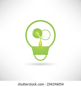 green tree growing in a bulb, go green concept