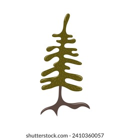 green tree hand drawn in doodle style. Isolated vector illustration. For children, for cards, for games, for design