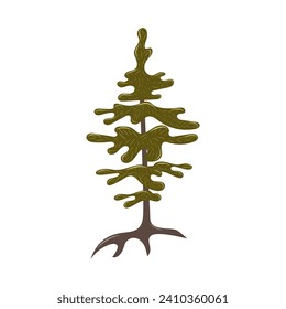 mano de árbol verde dibujada al estilo doodle. Ilustración vectorial aislada. Para los niños, para las cartas, para los juegos, para el diseño