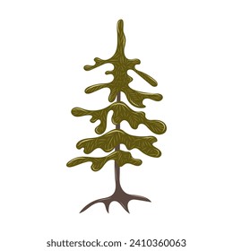 green tree hand drawn in doodle style. Isolated vector illustration. For children, for cards, for games, for design