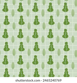 green tree hand drawn seamless pattern background