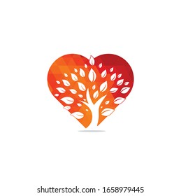 Green tree heart shape concept logo design. Abstract organic element vector design. Ecology Happy life Logotype concept icon. Tree logo design	
