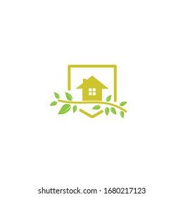 Green Tree Home Logo Template. Universal reversible energy logo concept.