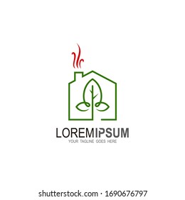Green tree home logo template, tree house, Modern simple style