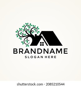 Plantilla de logotipo de inicio de árbol verde