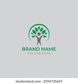 Green Tree Human Logo – Sustainable and Organic Concept

