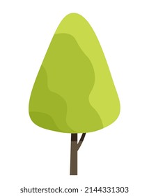Green Tree icon. Beautiful garden plant of triangular geometric shape. Forest tree. Organic design element. Environment and nature. Cartoon flat vector illustration isolated on white background