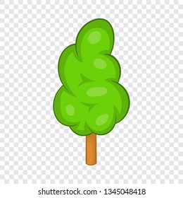 Green tree icon in cartoon style on a background for any web design 