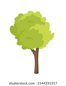 Green Tree icon. Environment and nature. Simple garden or forest plant with bright crown and small leaves. Design element for banners. Cartoon flat vector illustration isolated on white background