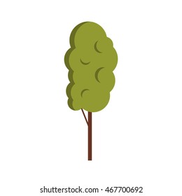 Green tree icon in flat style on a white background