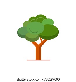 Green tree icon in flat style. Minimalistic eco symbol isolated on white background.