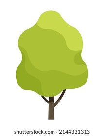 Icono de Árbol verde. Planta de jardín degradado con corona onada ondulada y tronco marrón. Elemento de diseño para sitios web y aplicaciones. Medio ambiente y naturaleza. Dibujo vectorial plano de dibujos animados aislado en fondo blanco