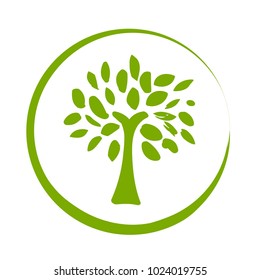A green tree icon isolated on white background