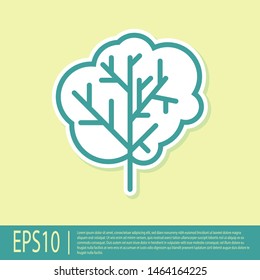 Green Tree icon isolated on yellow background. Forest symbol.  Vector Illustration