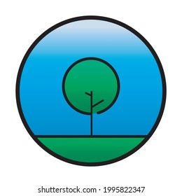 Green tree icon isolated on white background.