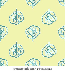 Green Tree icon isolated seamless pattern on yellow background. Forest symbol.  Vector Illustration