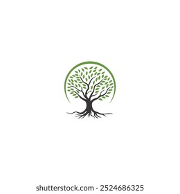 Icono de árbol verde Logo Hojas naturales