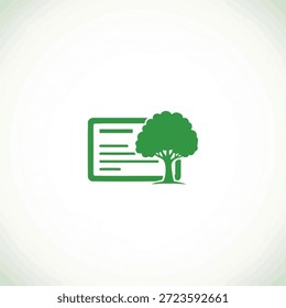 Ícone de árvore verde ao lado do símbolo do documento que representa o relatório ambiental sustentabilidade política de negócios eco-friendly e natureza