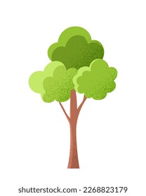 Green tree icon. Oak tree with leaves and branches. Nature and environment. Symbol of spring and summer time of year. Template, layout and mock up. Cartoon flat vector illustration