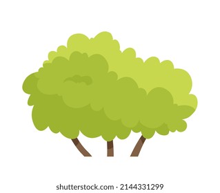 Green Tree Icon. Realistic Wavy Bush With Small Leaves. Garden Decor. Forest Plant. Design Element For Posters. Environment And Nature. Cartoon Flat Vector Illustration Isolated On White Background