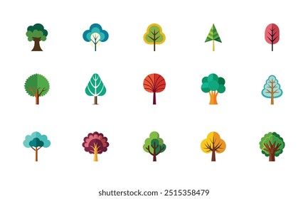 Green tree icon set Big collection