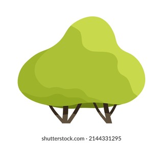 Green Tree Icon. Silhouette Of Small Garden Bush With Wavy Shape Of Leaves. Environment And Nature. Design Element For Websites And Apps. Cartoon Flat Vector Illustration Isolated On White Background