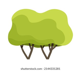 Green Tree Icon. Small Bush With Shadows And Highlights. Garden Or Forest Plant. Environment And Nature. Design Element For Banners. Cartoon Flat Vector Illustration Isolated On White Background