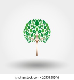 Green tree. Icon. Vector. Flat.
