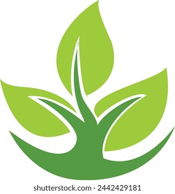 Green tree icon and white background 