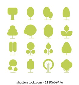 green tree icons set