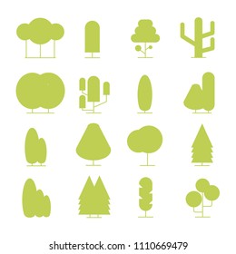 green tree icons set