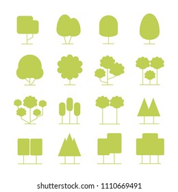 green tree icons set