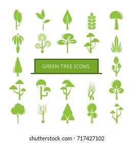 green tree icons set