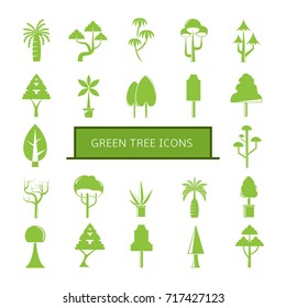 green tree icons set