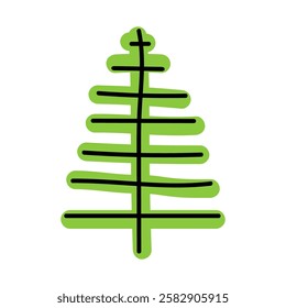 Green tree illustration featuring a simple and modern design style