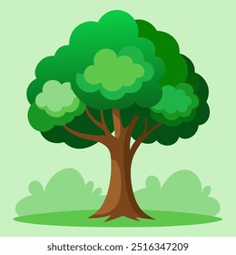 green tree illustration with lush foliage and bran