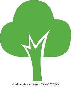Árbol verde, ilustración, sobre fondo blanco.