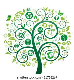 green tree illustration,environment icon