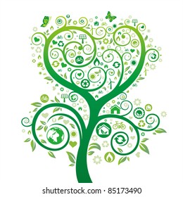green tree illustration,environment icon