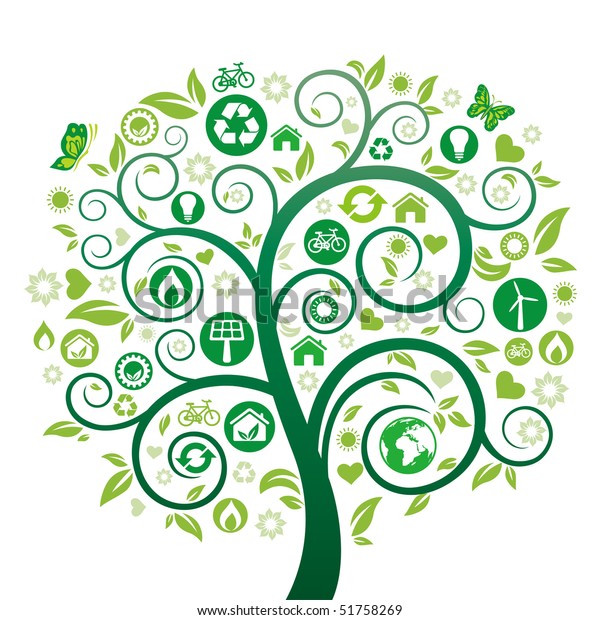 Green Tree Illustrationenvironment Icon Stock Vector (Royalty Free