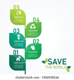 green tree infographic with icon ecology. Concept World environment and sustainable development. can be used for process, presentations, layout, banner,infographic. plant leaf  sign organic.