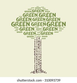 Green tree info-text graphics. Tree shape concept. Green tree vector sign.