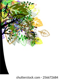 green tree from the ink spots. Vector