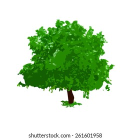 Green Tree of ink spots. Vector