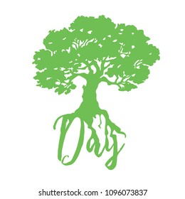 Green tree and inscription day