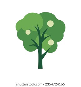 Green Tree Isolated Flat Icon. Suitable for infographics, books, banners and other designs