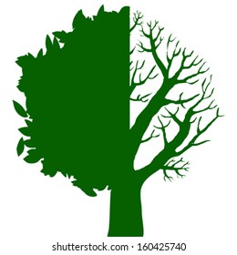 Green tree isolated on White background. Vector illustration 