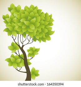 Green tree isolated on white. Seasonal background.