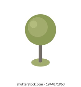 Árbol verde aislado en ilustración vectorial de fondo blanco. Elemento de diseño.