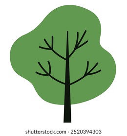 Green tree isolated on a white background. Simple flat style, vector illustration. Tree icon.